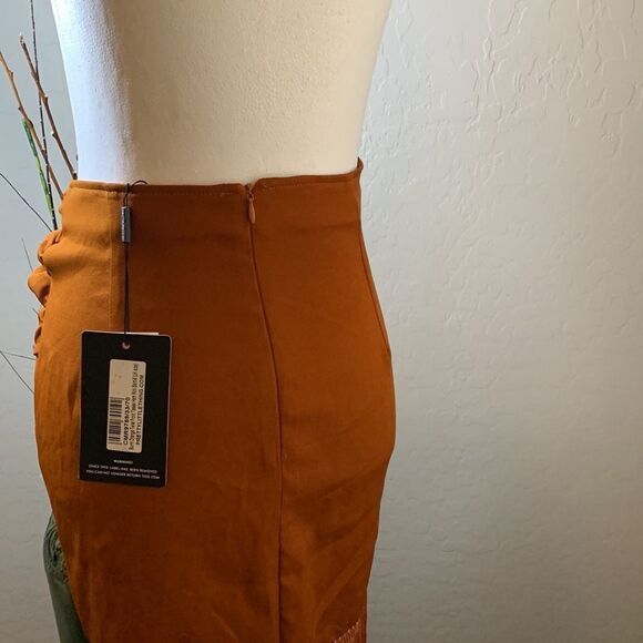 𝅺pretty little thing wrap fringe mini skirt size 4 twist front - Picture 5 of 11